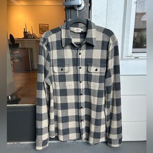 Faherty Legend Sweater Shirt in Gray / Cream Check - Size Medium